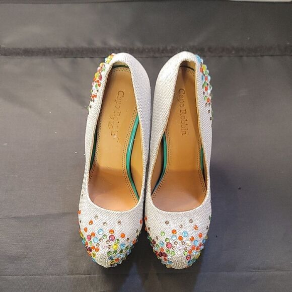 BRAND NEW CAPE ROBBIN WOMEN'S MULTICOLOR RHINESTONE EMBELLISHED HIGH HEEL PUMP - Picture 1 of 16